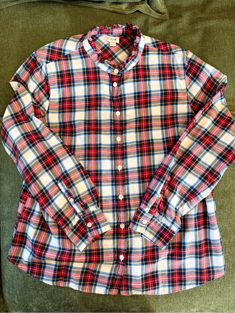 J. Crew Women’s Red/White Stewart Plaid Button-Down Shirt